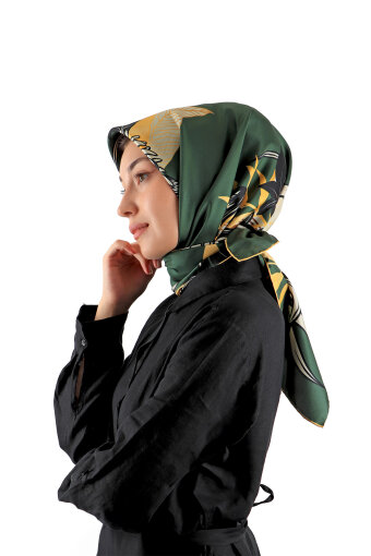 Emerald Age Pattern Twill Silk Square Scarf 