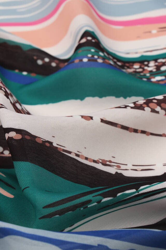 Emerald Brush Pattern Soft Square Scarf - 3