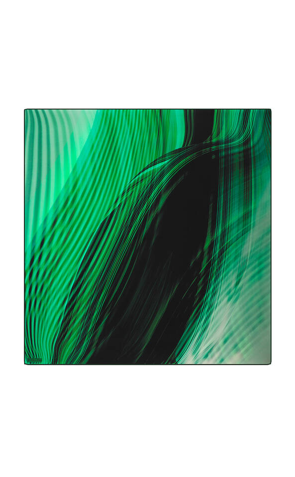 Emerald Rainbow Pattern Sura Silk Square Scarf - 2