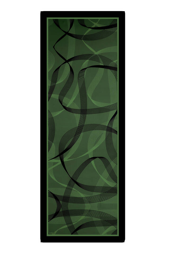 Emerald Turquoise Pattern Twill Silk Scarf - 3