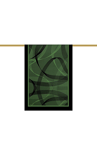 Emerald Turquoise Pattern Twill Silk Scarf 