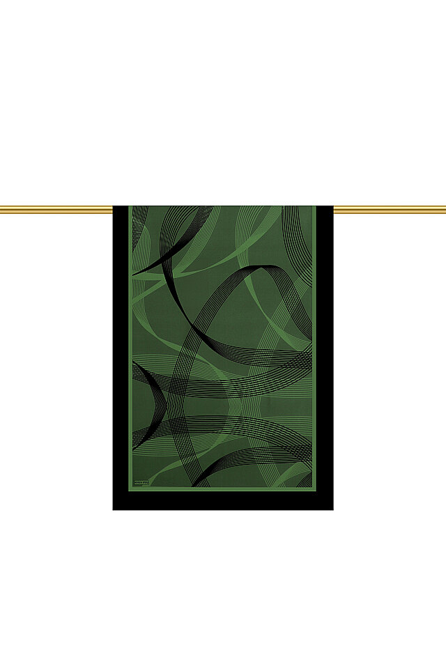 Emerald Turquoise Pattern Twill Silk Scarf - Bursa İpek