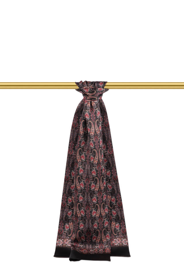 Kırmızı Desenli Erkek İpek Kaşkol - Bursa İpek