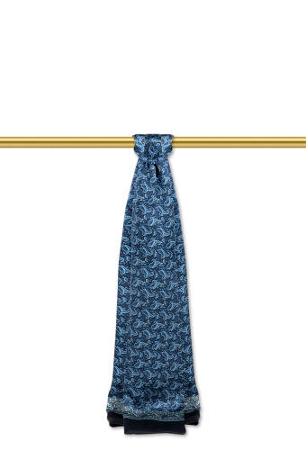 Lacivert Desenli Erkek İpek Kaşkol 
