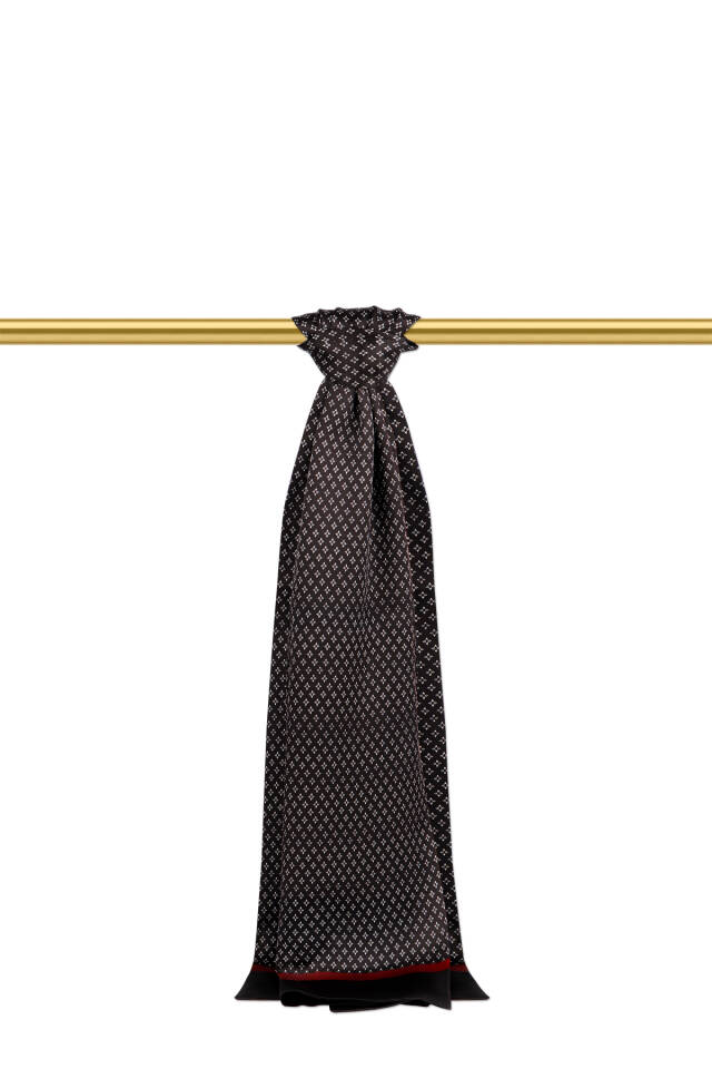 Siyah Desenli Erkek İpek Kaşkol - Bursa İpek