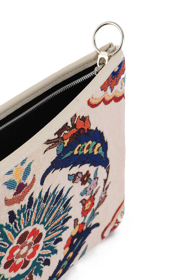 Feather Pattern Tapestry Clutch Bag - 4
