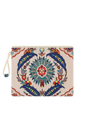 Feather Pattern Tapestry Clutch Bag 