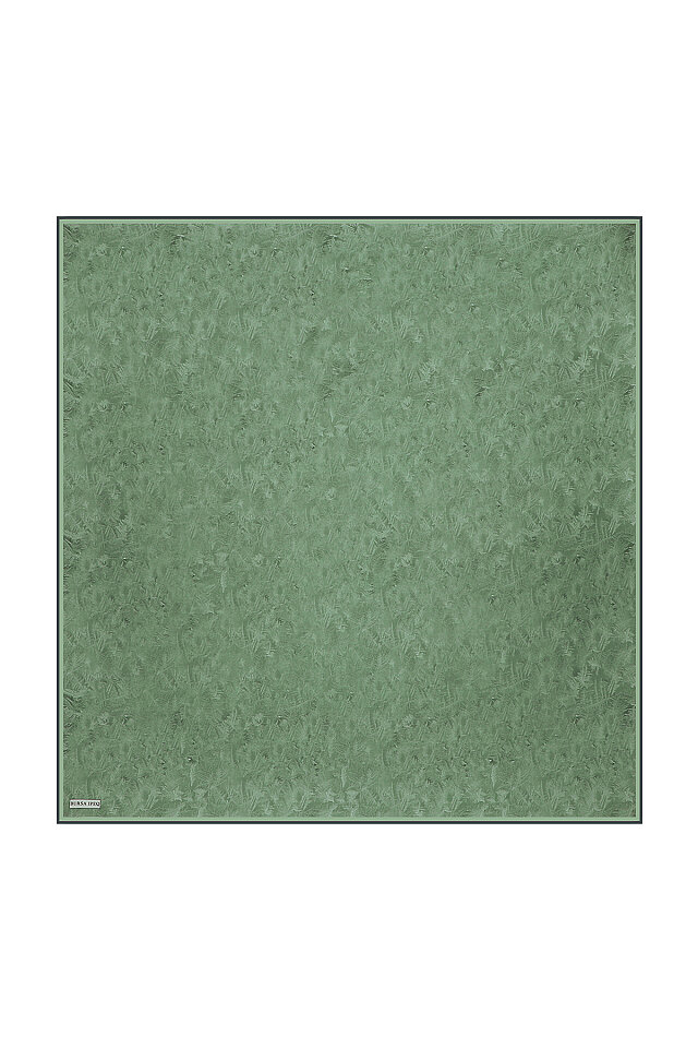 Yeşil Fırça Desen Twill İpek Eşarp - 1