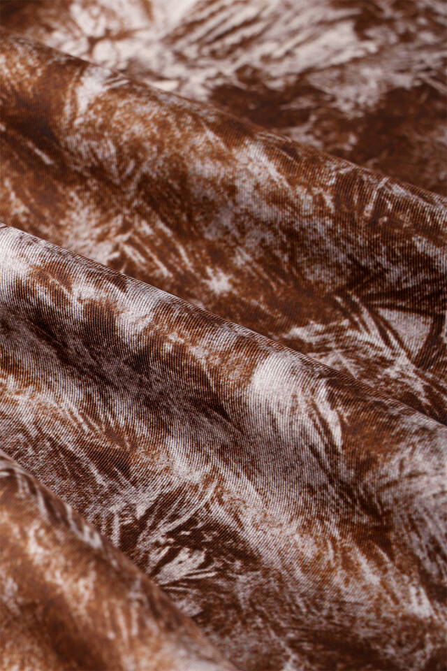 Acı Kahve Fırça Desen Twill İpek Şal - 5