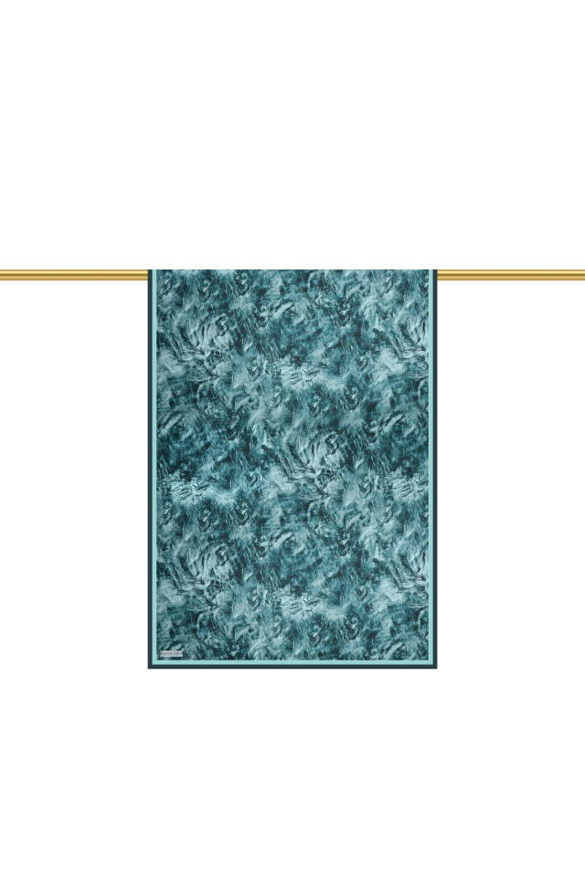 Petrol Yeşil Fırça Desen Twill İpek Şal - 3