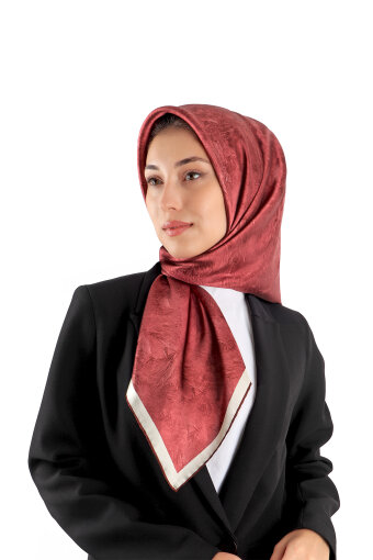 Vişne Fırça İpek Eşarp 