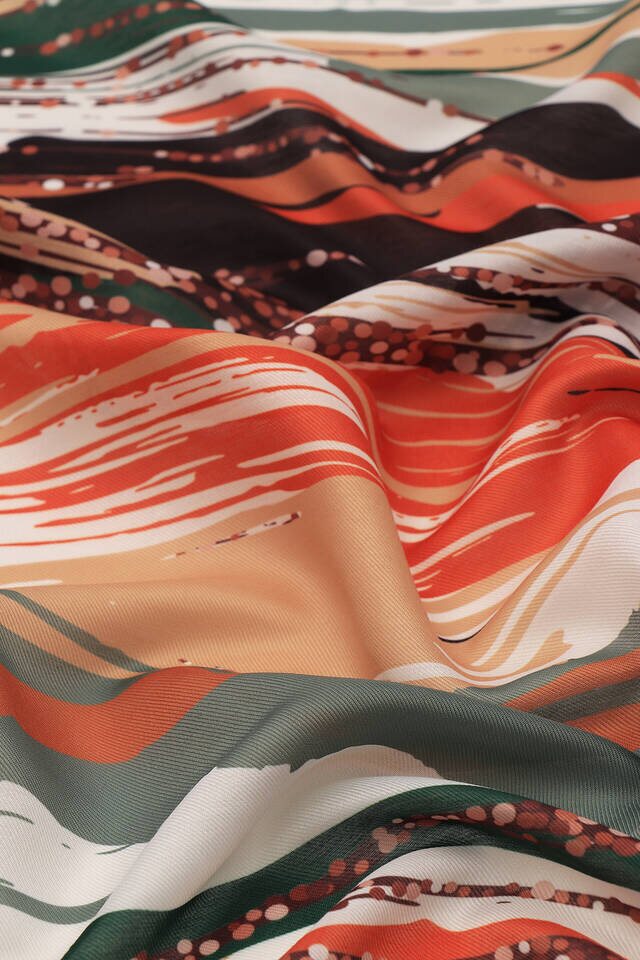 Turuncu Fırça Desen Soft Eşarp - 3