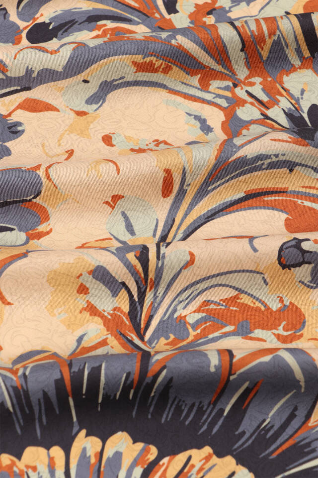 Bakır Flower Desen Twill İpek Eşarp - 3