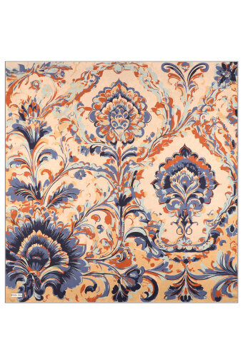 Bakır Flower Desen Twill İpek Eşarp 