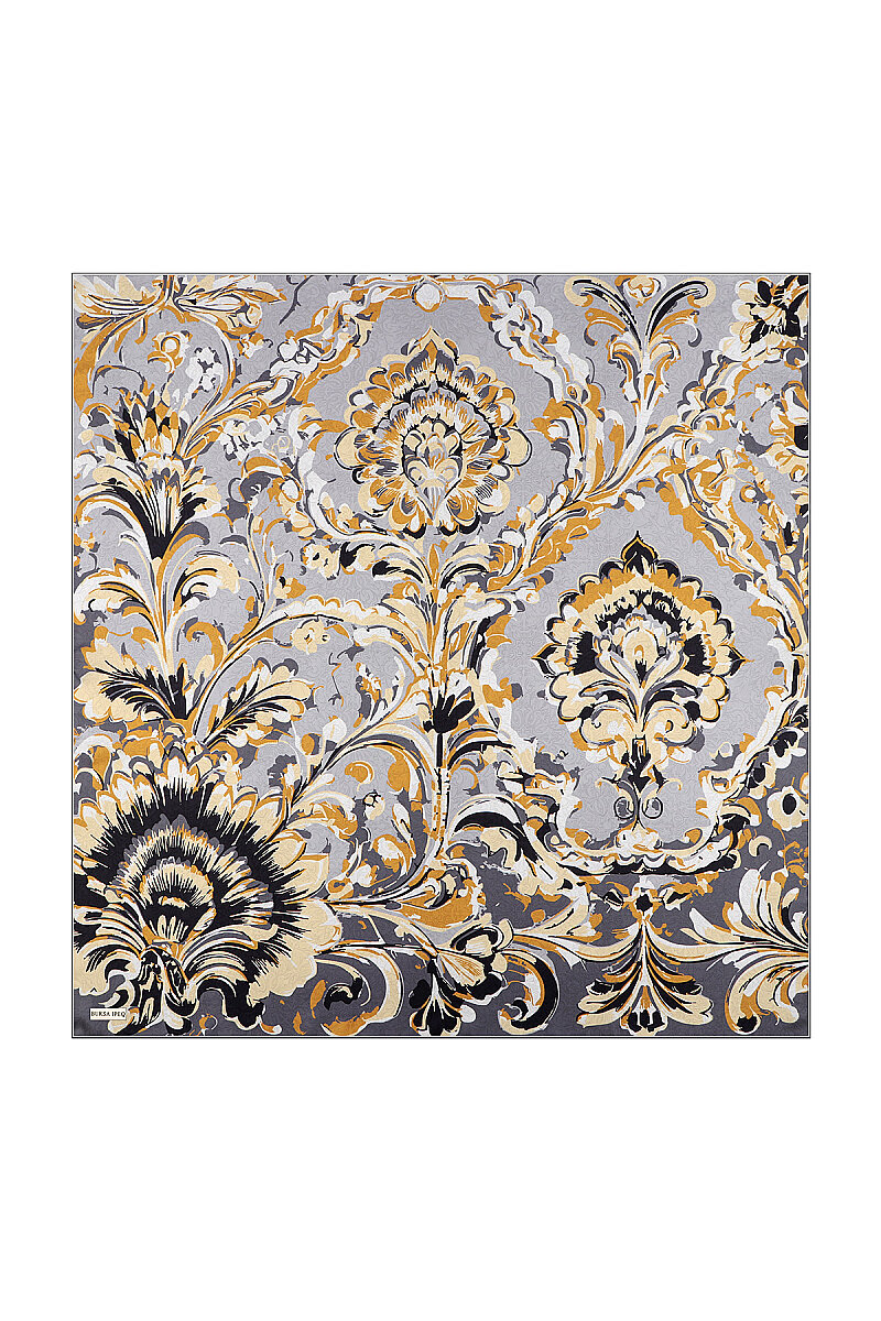 Gold Flower Desen Twill İpek Eşarp