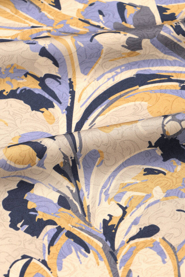 Lila Flower Desen Twill İpek Eşarp - 3