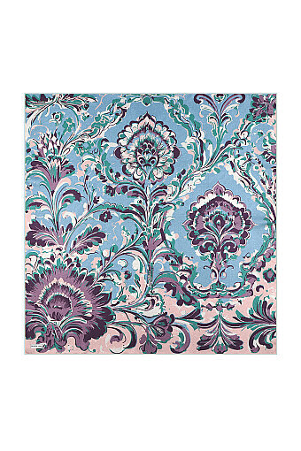 Mor Flower Desen Twill İpek Eşarp 