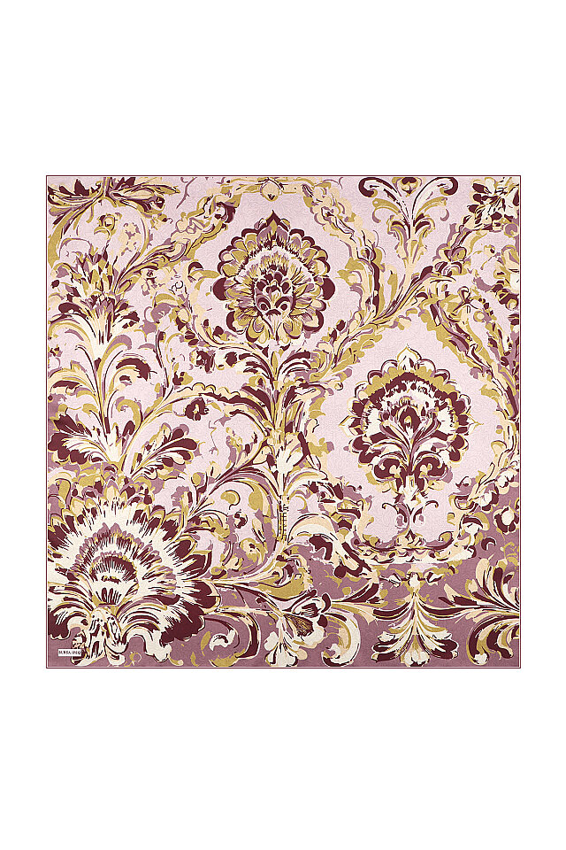 Mürdüm Flower Desen Twill İpek Eşarp 