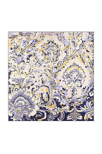 Lilac Flower Pattern Twill Silk Scarf 