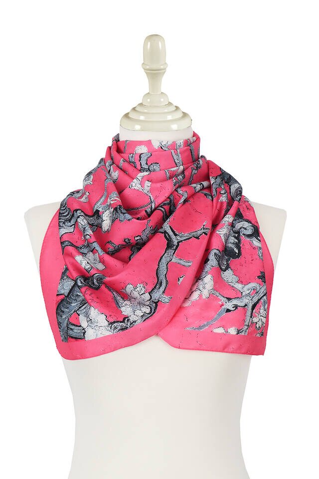 Fuchsia Almond Blossom Silky Foulard - 2