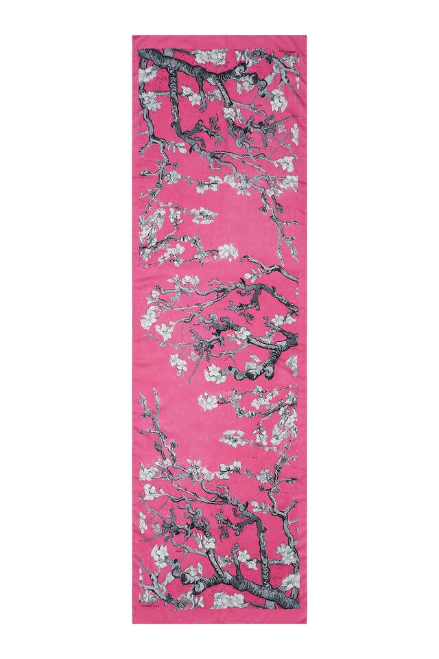 Fuchsia Almond Blossom Silky Foulard - 4