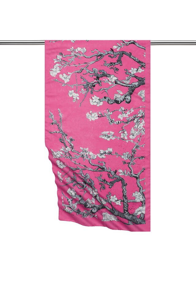Fuchsia Almond Blossom Silky Foulard - 1