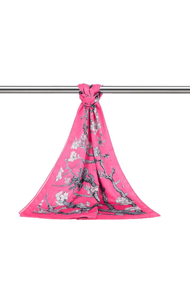 Fuchsia Almond Blossom Silky Foulard - 3