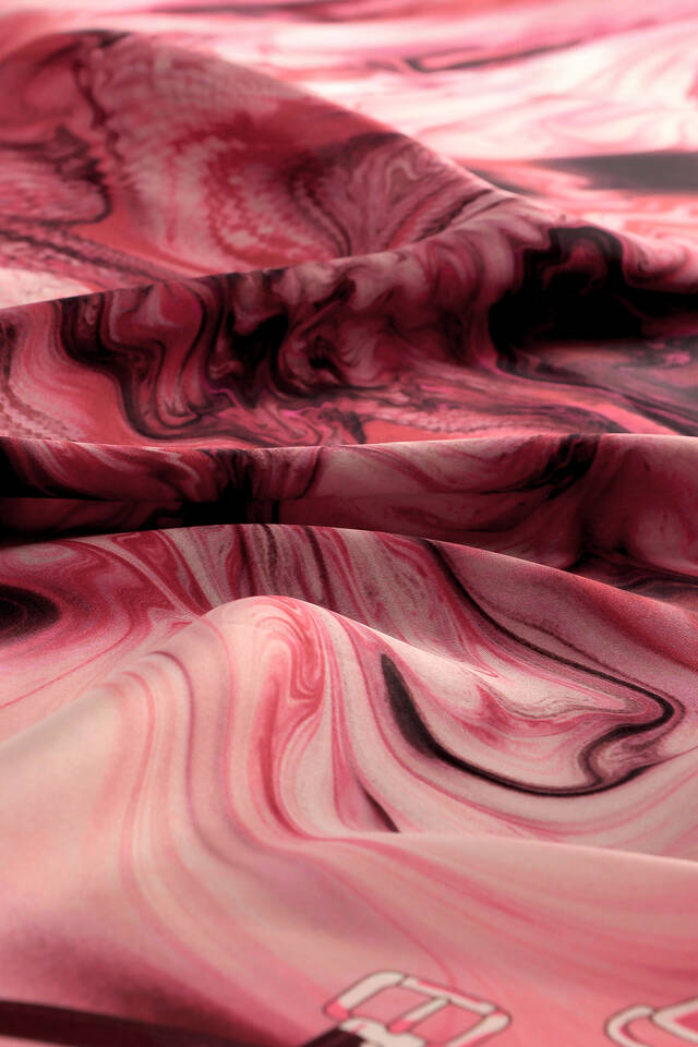 Fuchsia Belt Pattern Sura Silk Square Scarf - 3