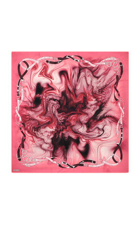 Fuchsia Belt Pattern Sura Silk Square Scarf 