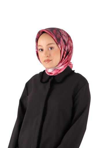 Fuchsia Belt Pattern Sura Silk Square Scarf 