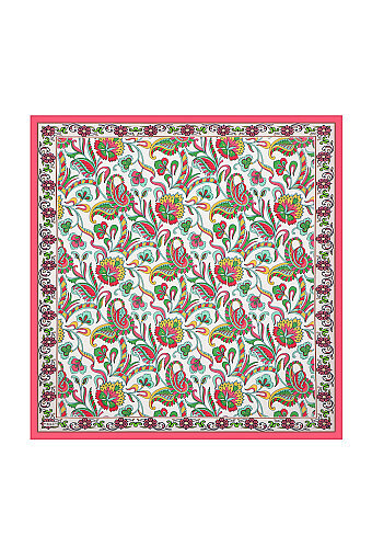 Fuchsia Floral Pattern Voile Silk Square Scarf 
