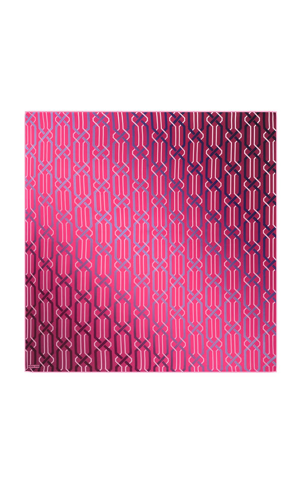 Fuchsia Knitted Pattern Sura Silk Square Scarf - 1