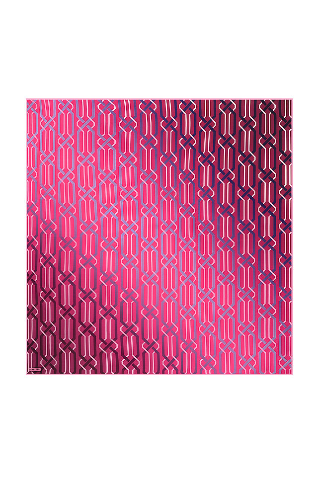 Fuchsia Knitted Pattern Sura Silk Square Scarf - Bursa İpek