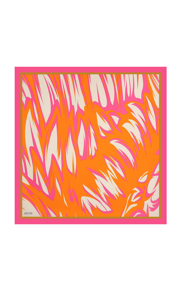 Fuchsia Nilsu Pattern Twill Silk Square Scarf - 2