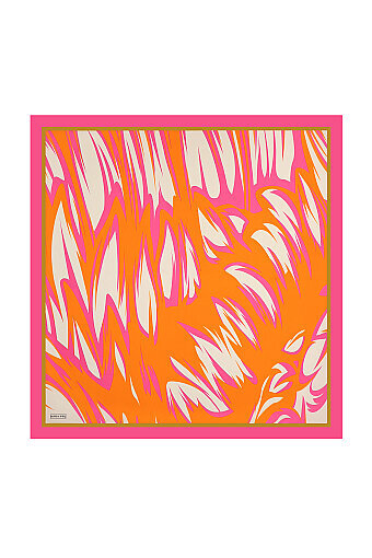 Fuchsia Nilsu Pattern Twill Silk Square Scarf 