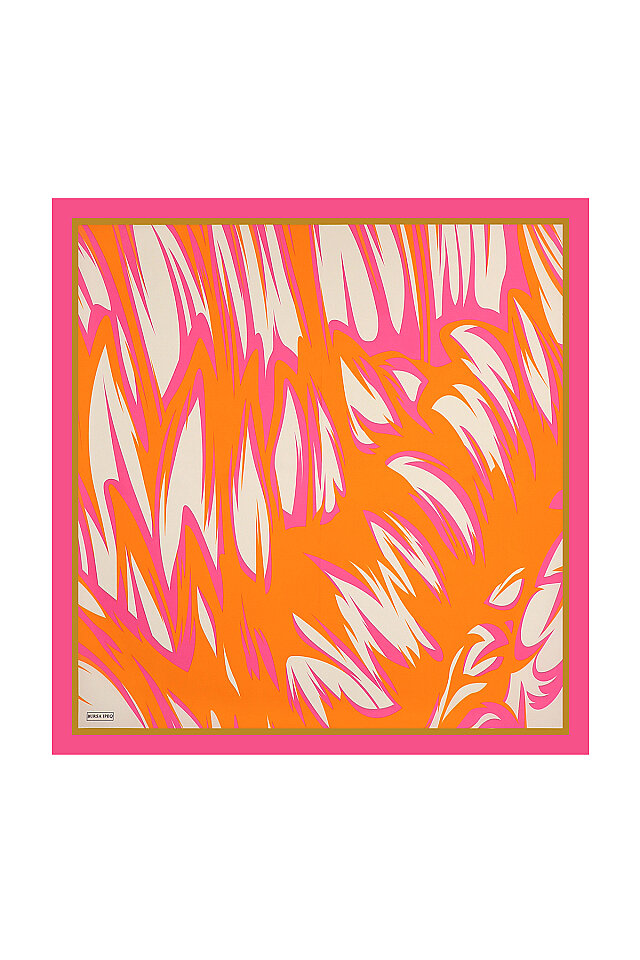 Fuchsia Nilsu Pattern Twill Silk Square Scarf 