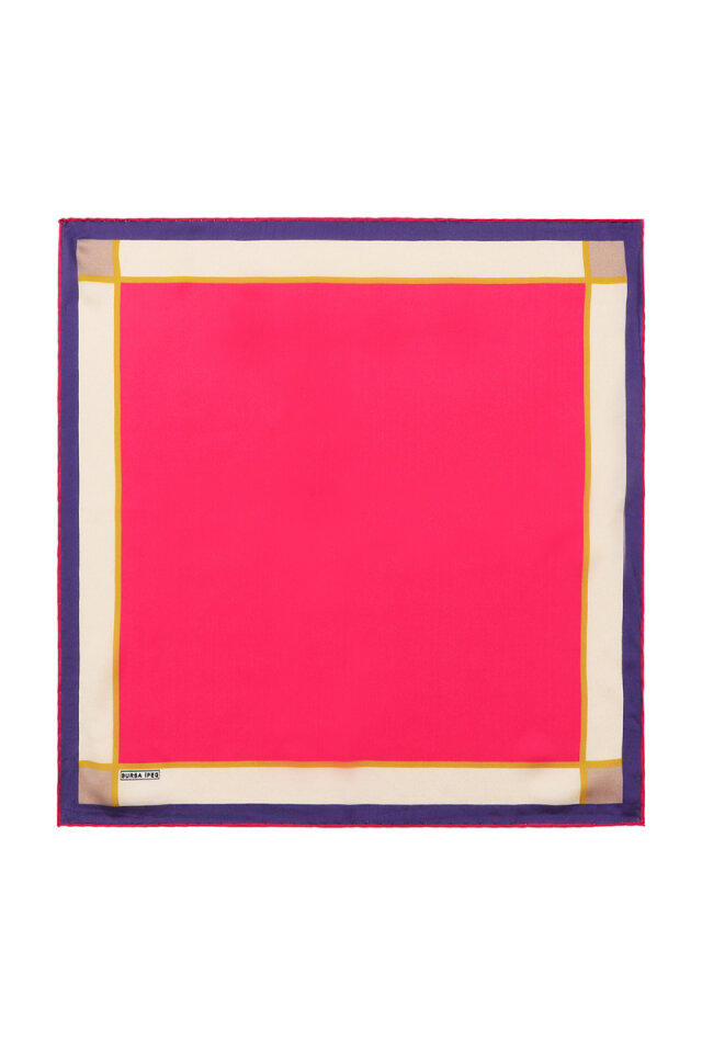 Fuchsia Wide Border Plain Silk Pocket Square - Bursa İpek