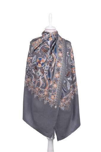Füme Full İşlemeli Suzani Yün Şal 