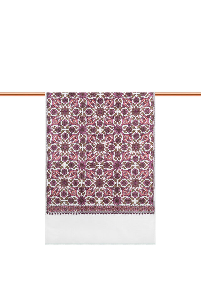 Krem Full İşlemeli Suzani Yün Şal - 2