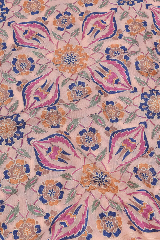 Pudra Full İşlemeli Suzani Yün Şal - 3