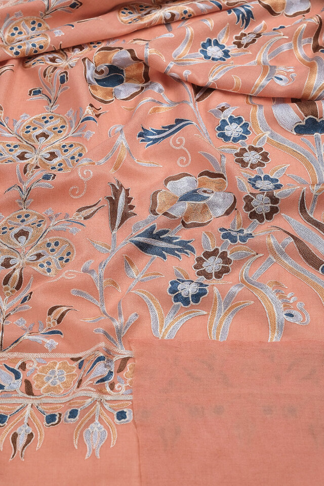 Somon Full İşlemeli Suzani Yün Şal - 3