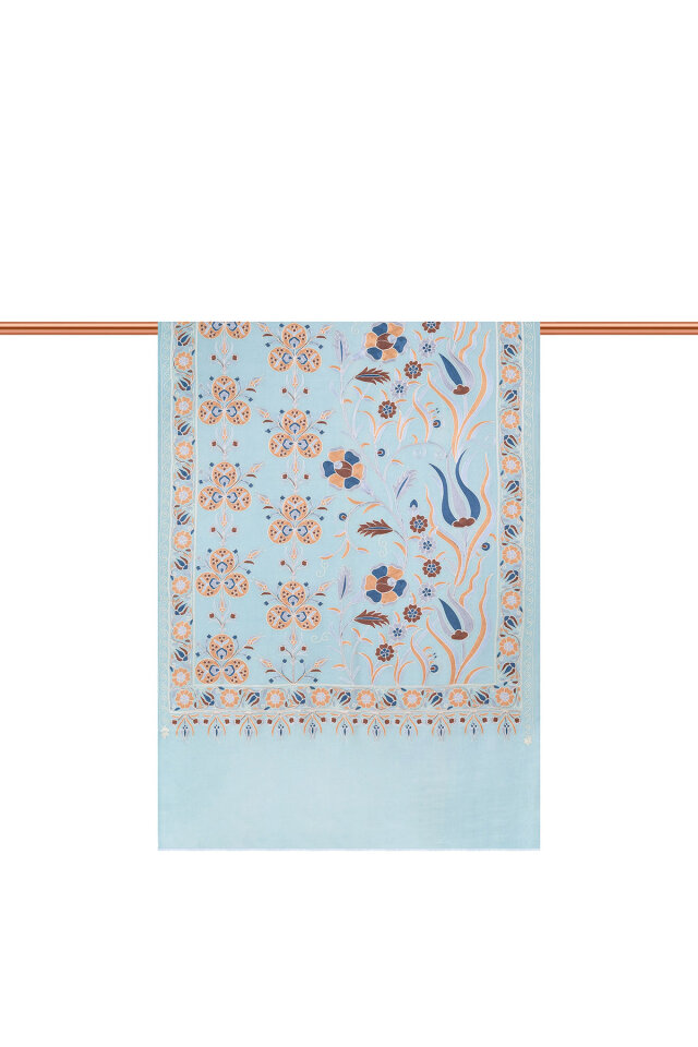 Su Yeşil Full İşlemeli Suzani Yün Şal - 2