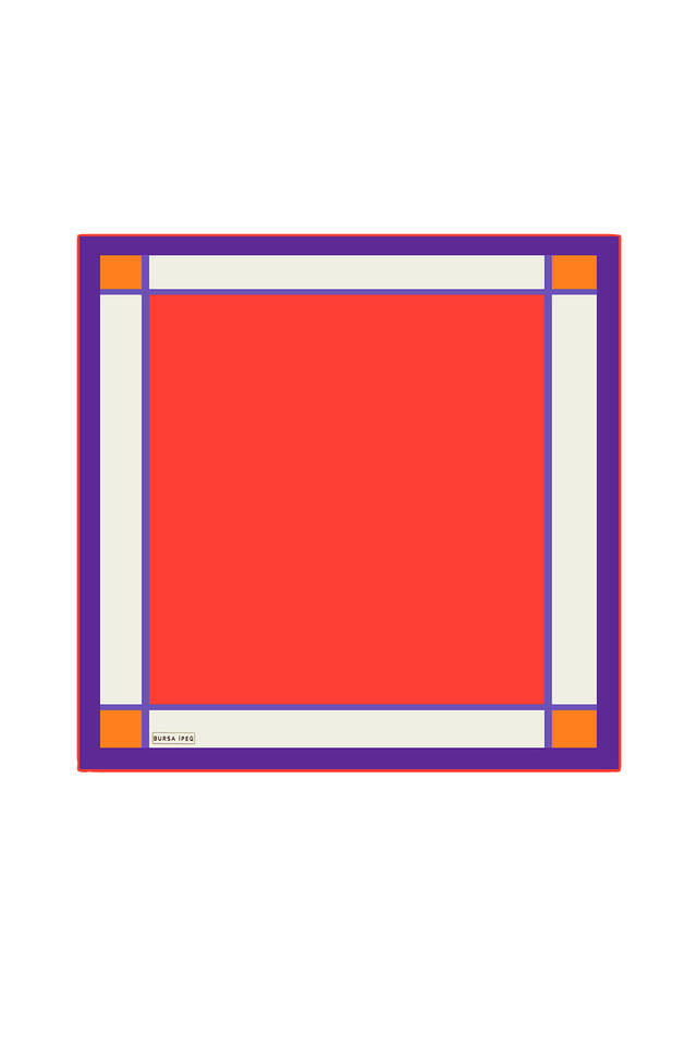 Kırmızı Geniş Bordürlü Düz İpek Mendil - Bursa İpek