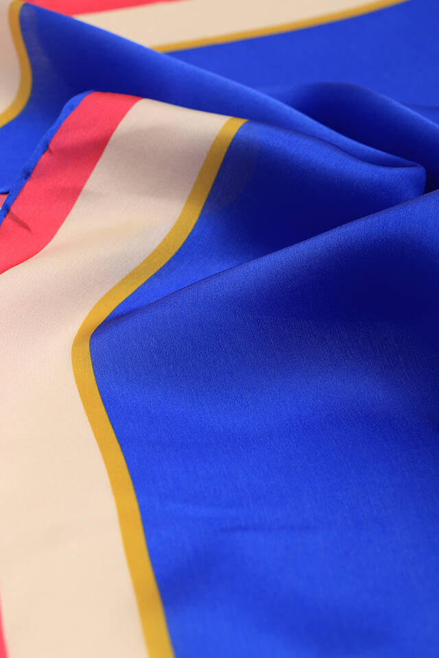 Saks Geniş Bordürlü Düz İpek Mendil - 3