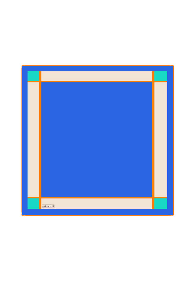 Saks Geniş Bordürlü Düz İpek Mendil - Bursa İpek