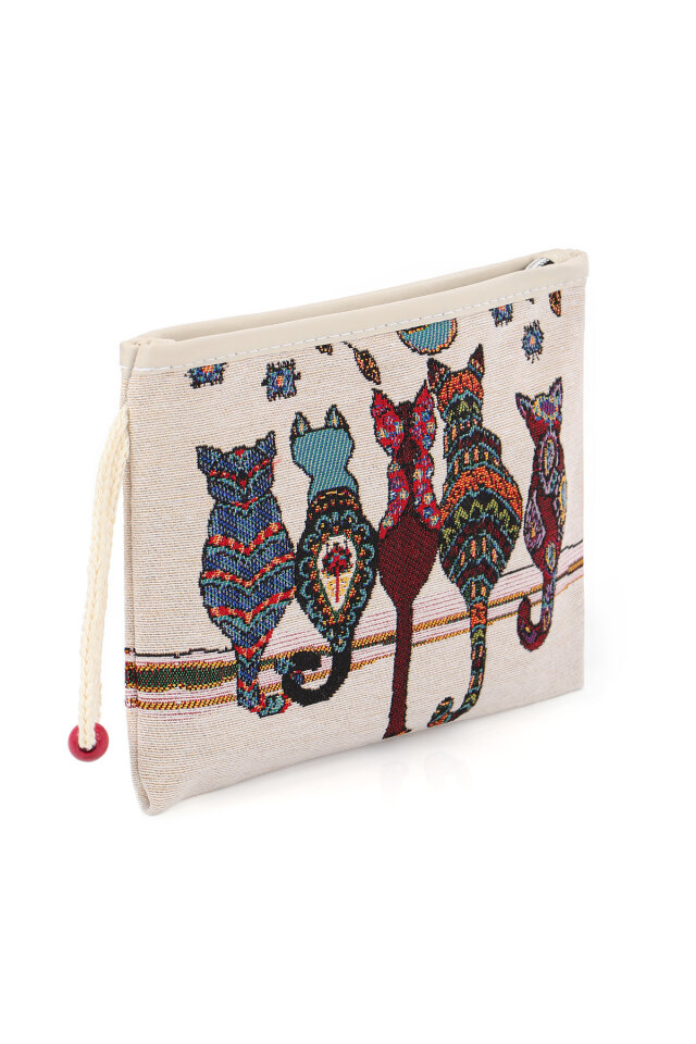 Kedi Desen Goblen Cüzdan - 2