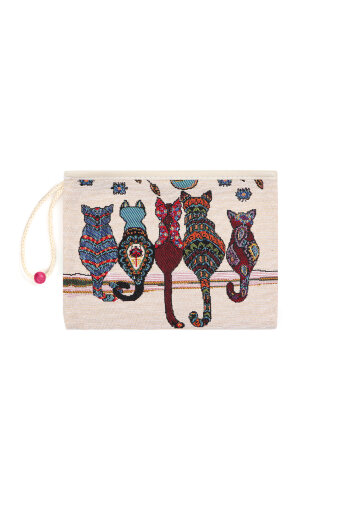 Kedi Desen Goblen Cüzdan 