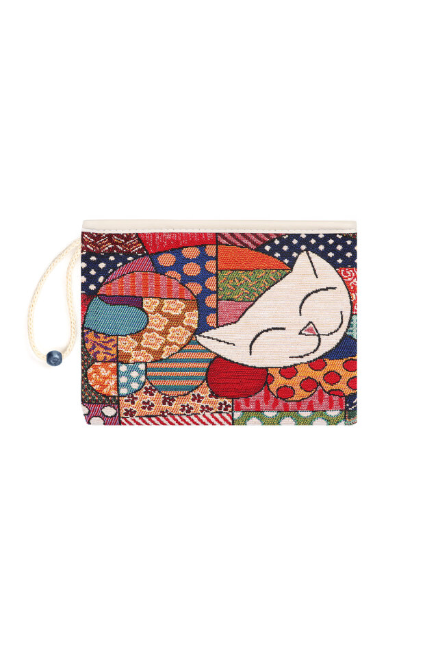 Kedi Desen Goblen Cüzdan - Bursa İpek