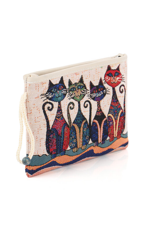 Kedi Desen Goblen Cüzdan - 2
