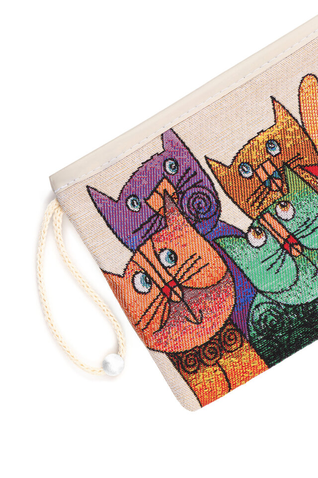 Kedi Desen Goblen Cüzdan - 3